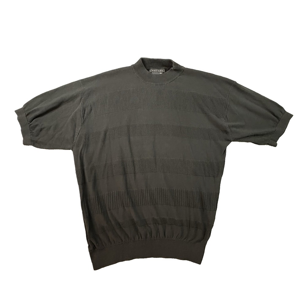 Tulliano Men's XL Black Silk Cotton SS Mock Neck Sweater Hong Kong SEE DESCRIPTI